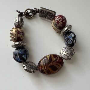 Artisan Beaded Bracelet with Silver Accents